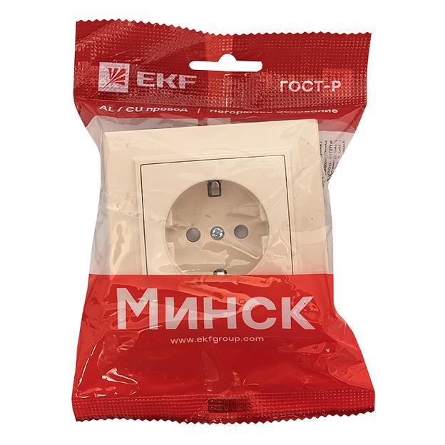 EKF ERR16-028-200 Розетка 1-мест. СП с/з 16А бежевый с защ. штор. Минск EKF фото 3