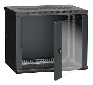 Шкаф коммутационный ITK Linea W (LWR5-09U64-GF) 9U 600x450мм пер.дв.стекл 90кг черный 350мм 24.5кг 200град. 500мм IP20 фото 1