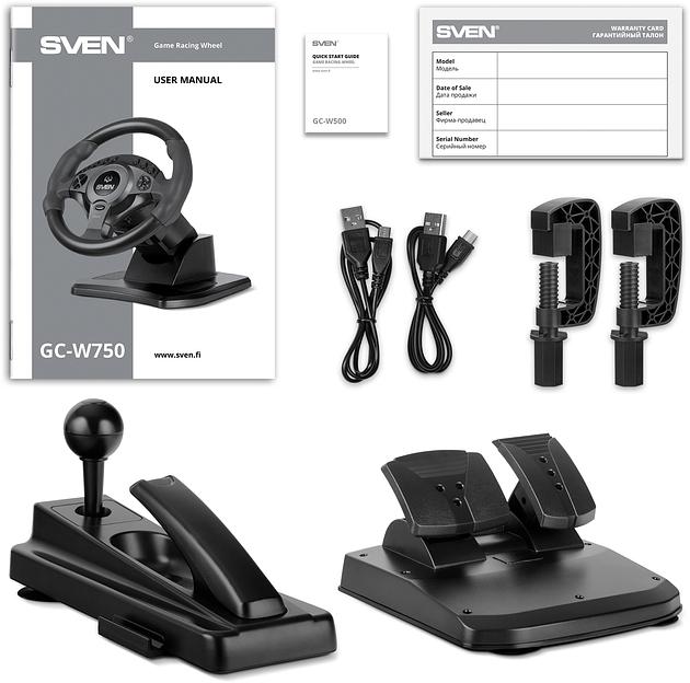 Руль Sven GC-W750 16кноп. (с педалями) черный фото 6