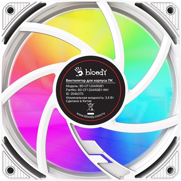 Вентилятор для корпуса Bloody BD-CF120ARGB1 ARGB 120х120x25 белый 4-pin 29дБ (BD-CF120ARGB1-WH) Ret фото 6