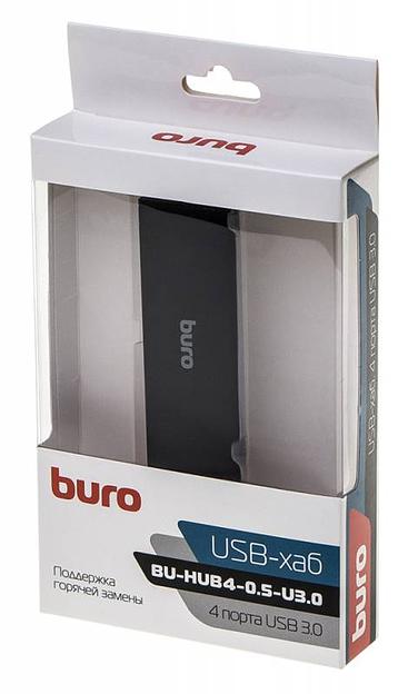 Разветвитель USB 3.0 Buro BU-HUB4-0.5-U3.0 4порт. черный фото 5