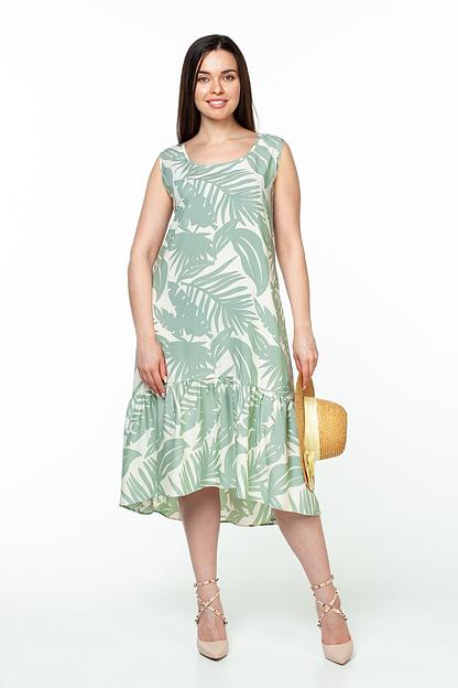 Платье штапель  6023/02/Молочный, оливковый  фото 2