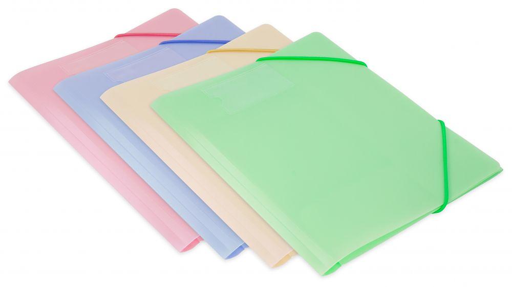 Папка на резинке Бюрократ Gems GEMPR05AZURE A4 пластик кор.30мм 0.5мм голубой топаз карман для визитки фото 5