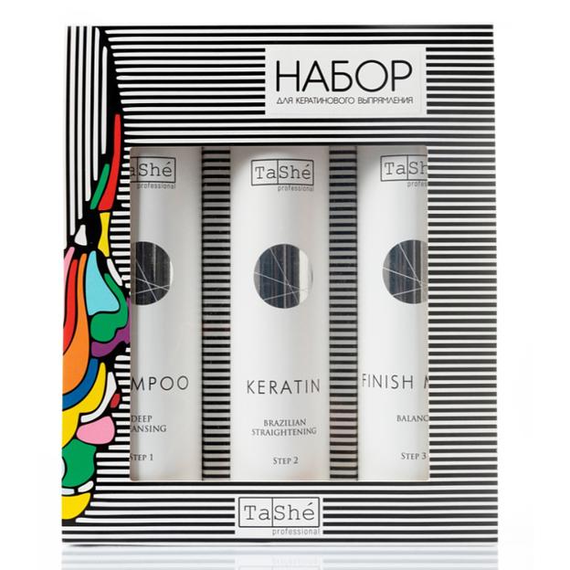 Tashe professional набор keratin brazilian для выпрямления 300/300/300мл(шампунь+кератин состав+маска) фото 1