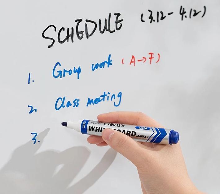 Маркер для досок Deli EU016-BL Everyu пулевидный пиш. наконечник 2.5мм заправляемый синий фото 4