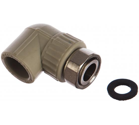 Угольник комбинированный 20x1/2' ВР с накидной гайкой, переходной, полипропиленовый PPR, белый фото 1