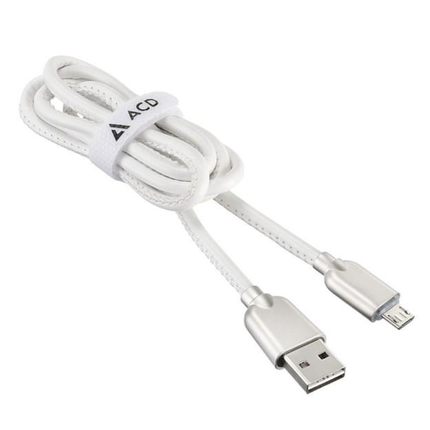Кабели USB ACD USB кабель ACD-Allure MicroUSB; USB-A Кожа, 1м, белый (ACD-U926-M1W) фото 2