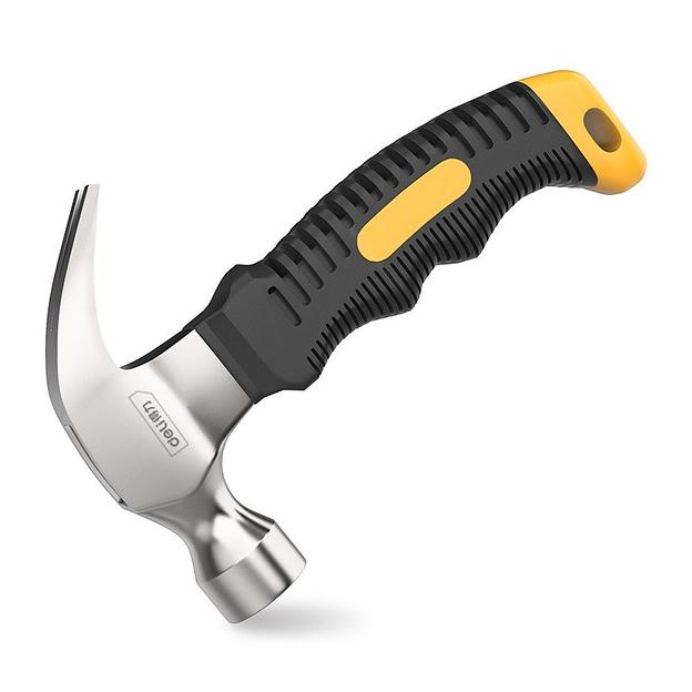 Молоток-гвоздодер укороченный Deli DL441008 250 гр, 160 мм, фиберглассовая рукоять фото 1