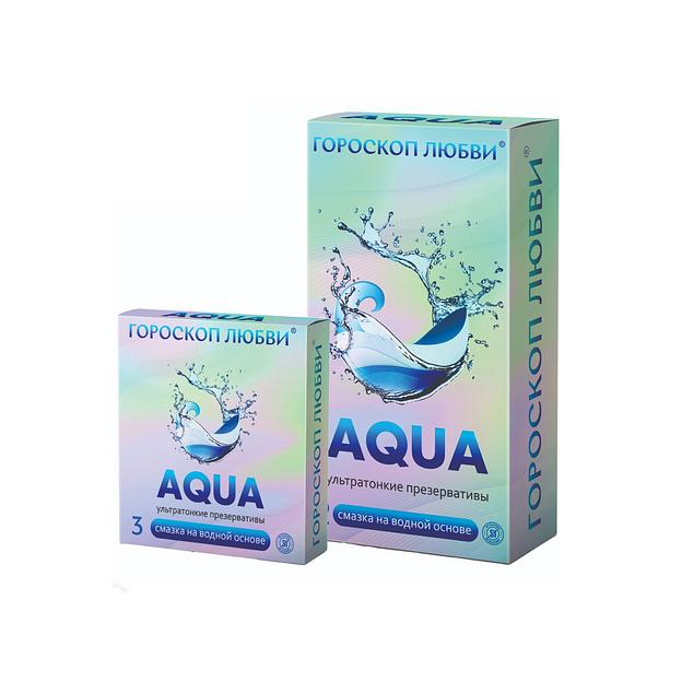 Ультратонкие презервативы Гороскоп любви® Aqua с смазкой на водной основе 12 шт, опт фото 1