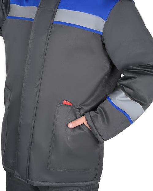 Костюм «Сириус-Рост-Арктика» зимний куртка и брюки, серый с васильковым ОПТ фото 7