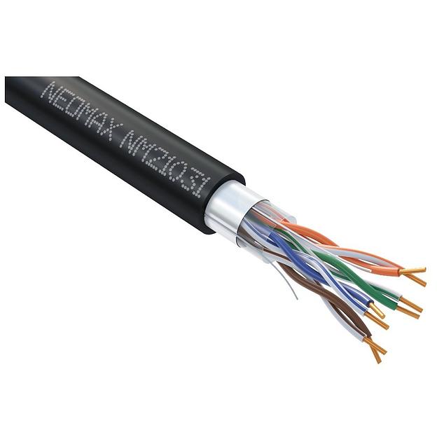 Кабель NEOMAX [NM21031] F/UTP cat.5e 4 пары (305 м) 0.48 мм (24 AWG) Медь, внешний, PE, черный фото 1