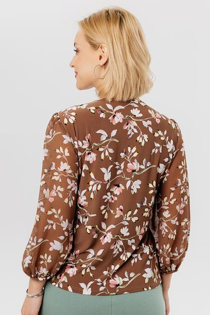 Блузка женская  7021-23/01/Коричневый, розовый  фото 2