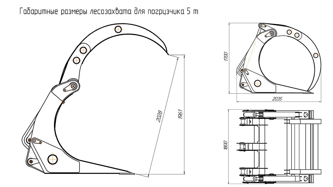 Лесозахват (бревнозахват) для фронтальных погрузчиков 3 или 5 т Jingong, Hyundai, Komatsu, Volvo, Doosan, SDLG, FOTON, LiuGong, XCMG, XGMA и др фото 9
