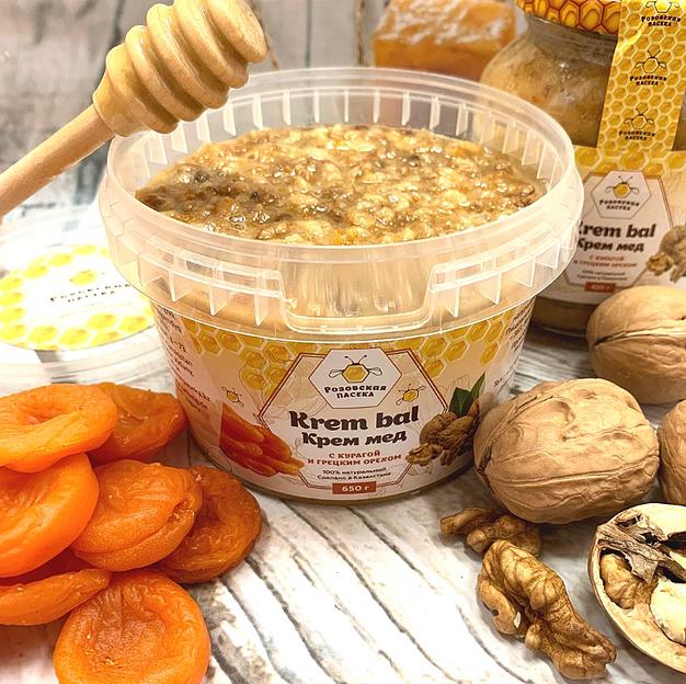 Крем-мед с курагой и грецким орехом 650 г ОПТ фото 4