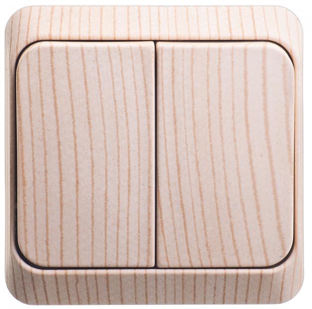 Systeme electric BA10-006D ЭТЮД О/У 2-клавишный ВЫКЛЮЧАТЕЛЬ с подсветкой 10 АХ, СОСНА, Россия фото 1