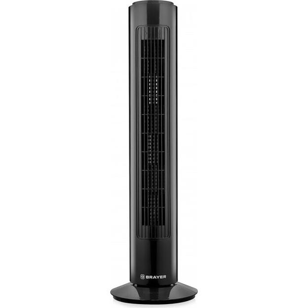BRAYER BR4952BK Колонный вентилятор BRAYER, механич.упр., вращение 90°, мощность 50Вт, защита от перегрева,черный фото 1