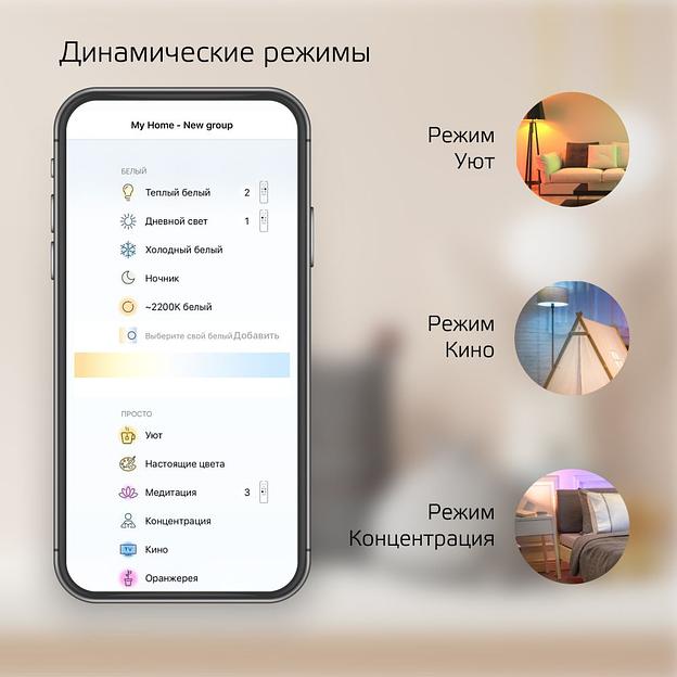 Умная лампа Gauss IoT Smart Home E14 4.5Вт 495lm Wi-Fi (упак.:1шт) (1280112) фото 5
