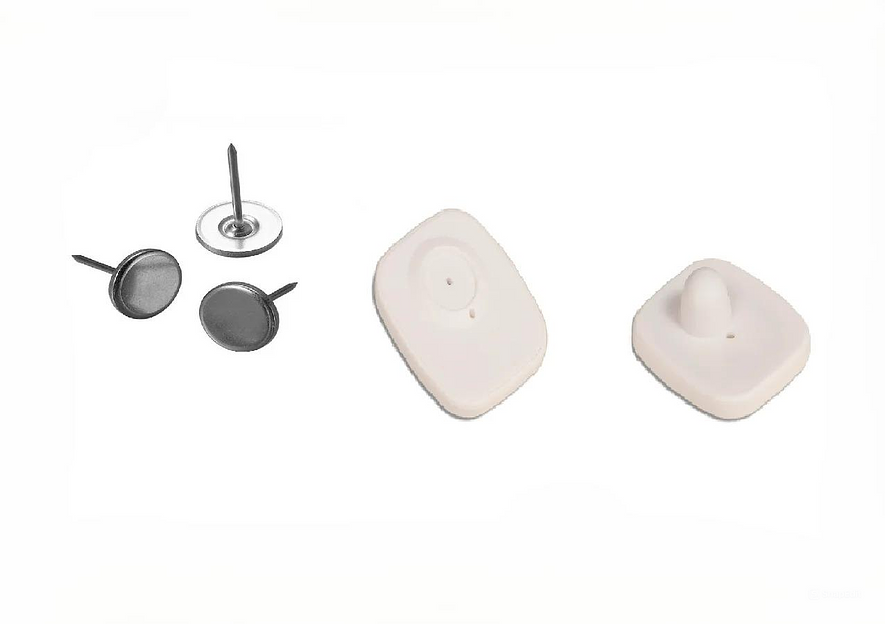 Антикражный защитный датчик Mini Square 40х50 мм белый с гвоздиком ОПТ фото 1