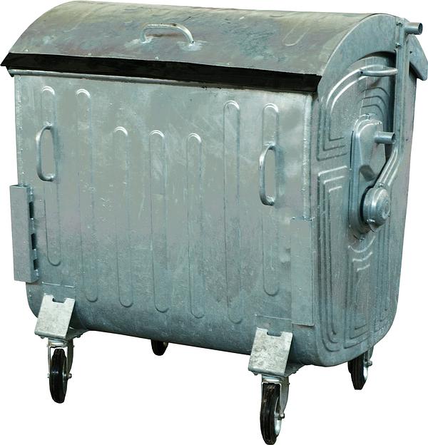 Мусорный контейнер на колёсах (1100 л) оцинкованный фото 2