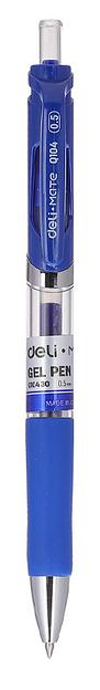 Ручка гелевая Deli EQ10430 Mate авт. 0.5мм резин. манжета прозрачный синие чернила фото 1