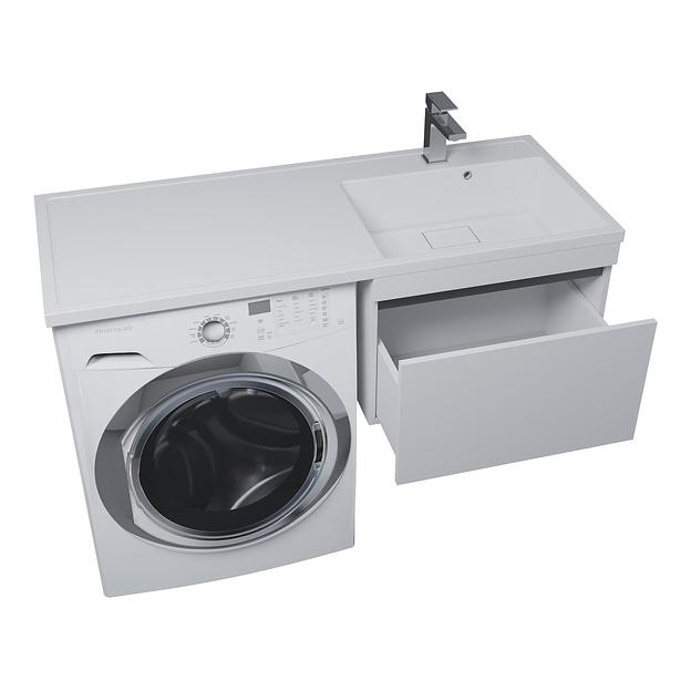 Тумба под стиральную машину Uperwood Magenta, 60 см, подвесная, белая/графит, выдвижной ящик фото 2