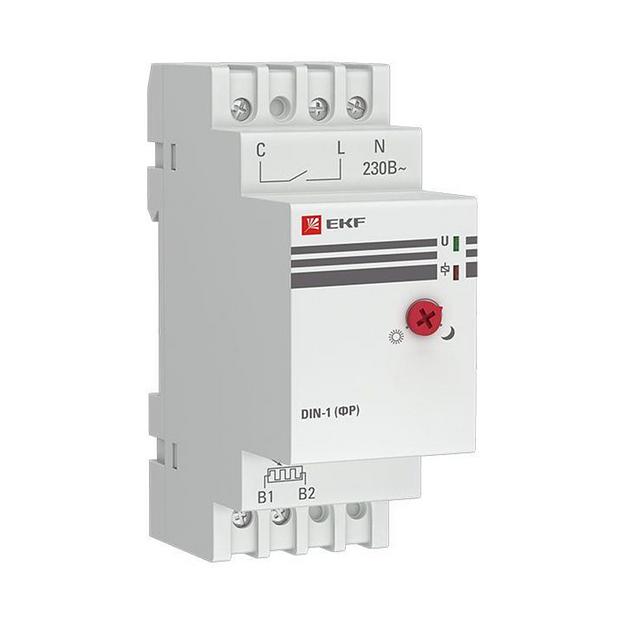 Фотореле с выносным датчиком DIN-1 (ФР) 2-100Лк 25А (3000Вт) EKF fr-din-1-25 фото 1