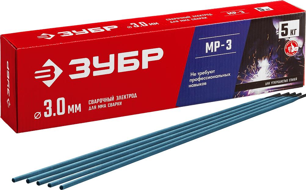 ЗУБР Д 3.0 х 350 мм, 5 кг в коробке, МР-3 рутиловый, электрод сварочный (40015-3.0) фото 1