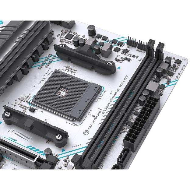 Материнская плата Maxsun MS-B550M GAMING WIFI ICE B550, AM4, 2*DDR4, 1*PCIEx16, 1*PCIEx4, 1*PCIEx1, 2*M.2, 4*USB3.2Gen1, 6*USB2.0, 2*SATA3.0, 1G, DP, HDMI, M-ATX, RTL фото 7