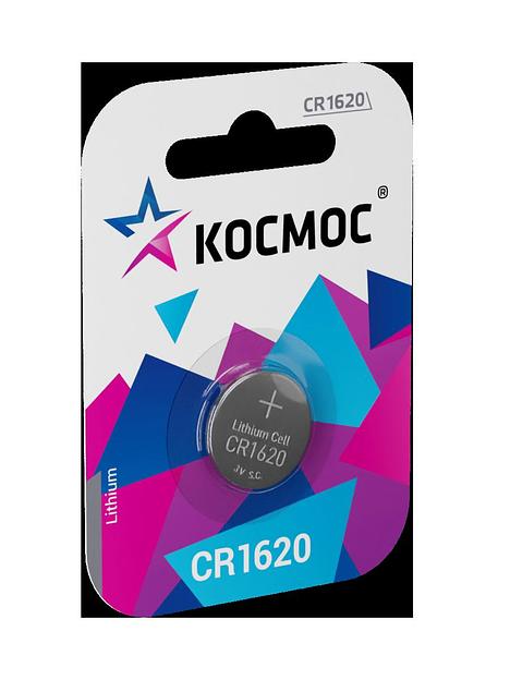 Элемент питания литиевый CR CR1620 1хBL (блист.1шт) Космос KOCR16201BL фото 1