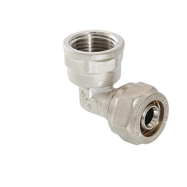 Обжимной фитинг-угольник с переходом на внутреннюю резьбу опт фото 1