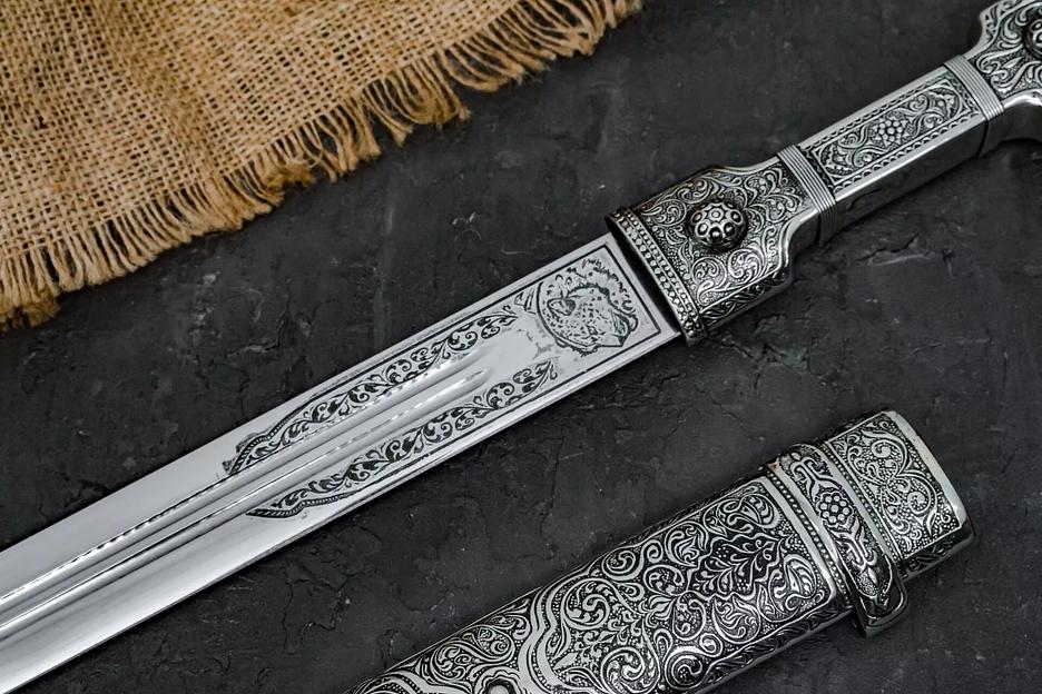 Кинжал сувенирный со вставкой из мельхиора арт.К-03 ОПТ фото 4