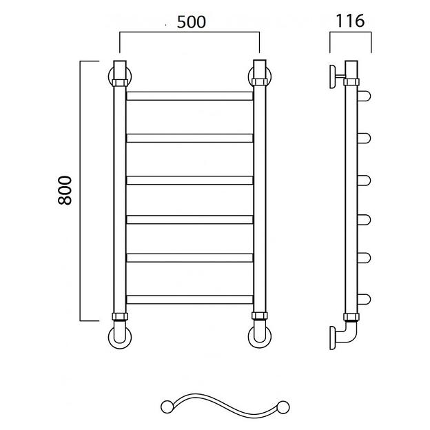 Полотенцесушитель водяной Роснерж Волна L101000 80x50 фото 2