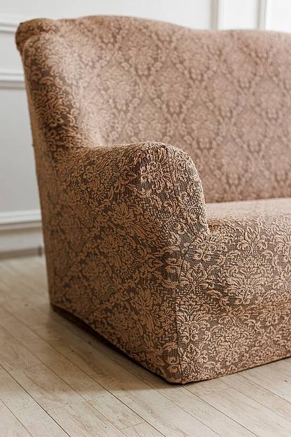 Чехол на трёхместный диван Чехлы&Пледы «Жаккард Вензель» капучино ОПТ фото 4