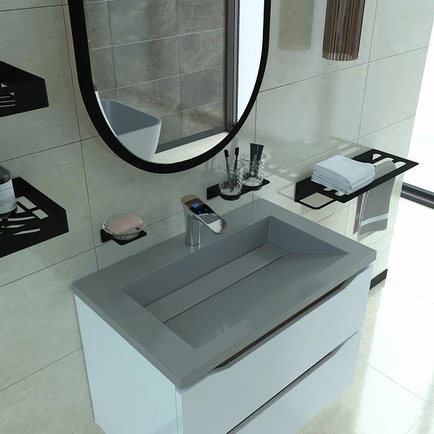 Раковина для ванной полувстраиваемая Uperwood Next 70 см, прямоугольная, серый глянец фото 1