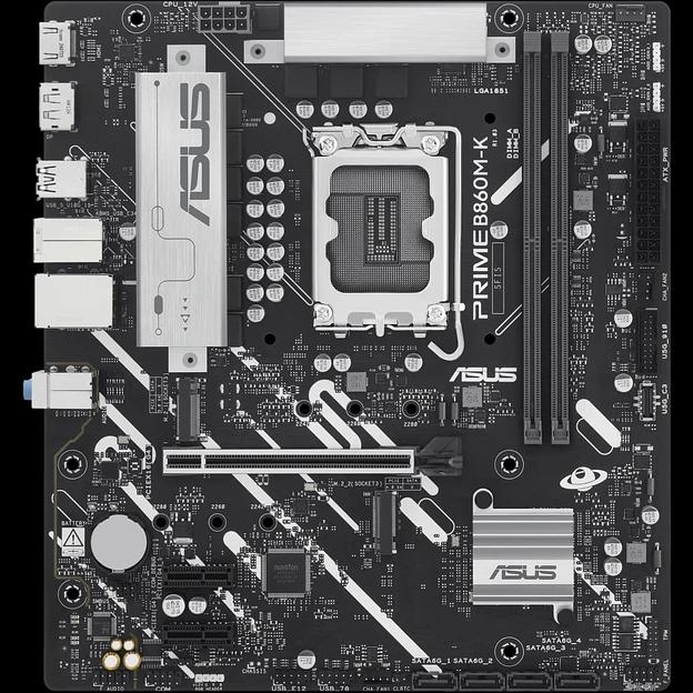 Материнская плата ASUS PRIME B860M-K, LGA1851 B860 2xDDR5 4xSATA 2xM.2 HDMI DP USB-C mATX фото 1