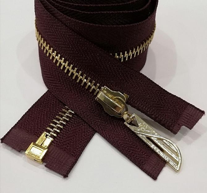 Молния металл №5 80см. 1зам. золотой зуб Бордовый фото 1