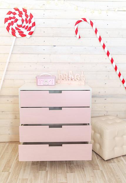 Тумба детская «Облако» 4 ящика розовая фото 2