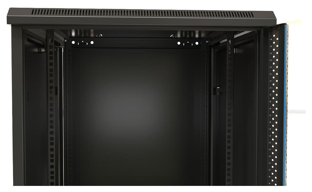 Шкаф коммутационный Hyperline (TWB-0945-SR-RAL9004) настенный 9U 600x450мм пер.дв.стал.лист 60кг черный фото 5