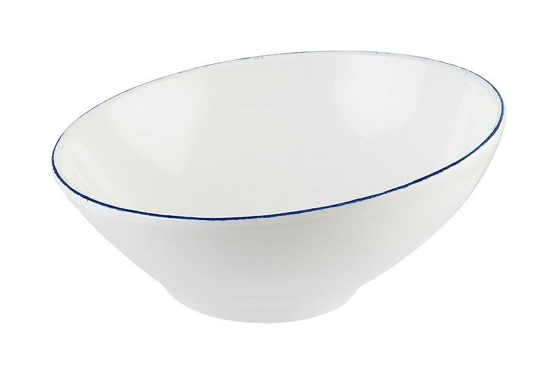 Салатник d=180 мм. 450 мл. h=50/82 мм. скошенный край Ретро синий край, форма Ванто /1/6/ фото 1