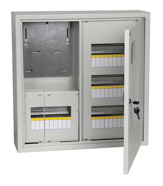 Щит распределительный IEK MKM32-N-36-31-ZO ЩУРн-3/36зо-1 36 УХЛ3 навесной 550мм 165мм 560мм 36мод. металл IP31 серый с возможностью установки счетчика (упак.:1шт) фото 1