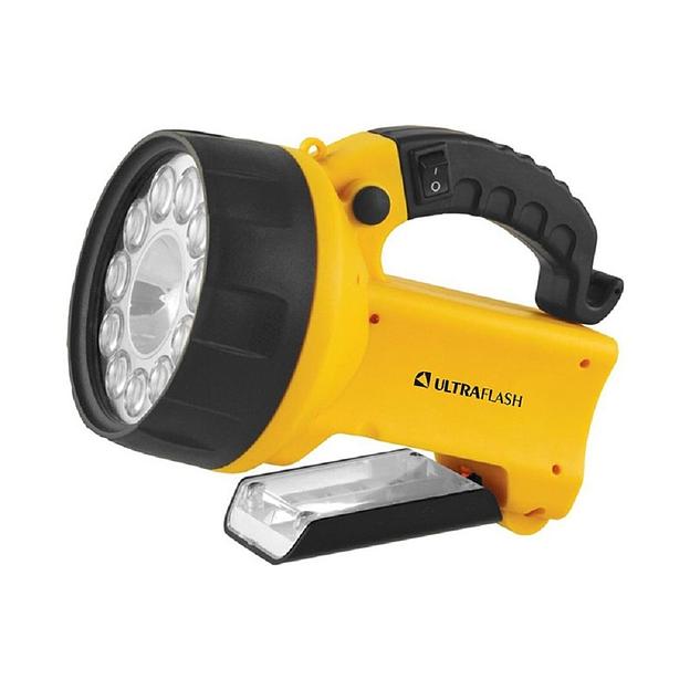 Ultraflash UF3753LED (фонарь аккум 220В/12В, желтый, 11 LED.+ галог, 4В 2Ач,,пластик, коробка) фото 1