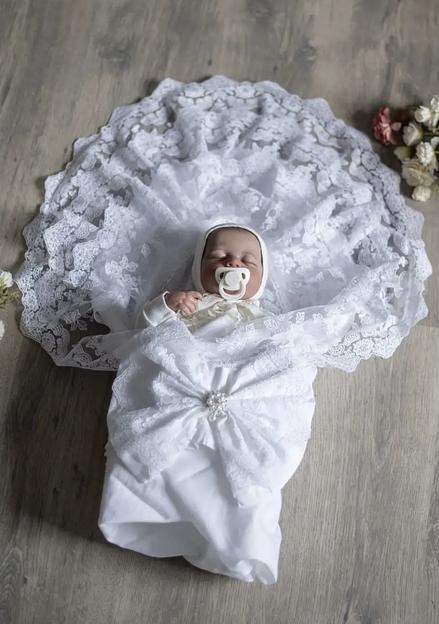 Уголок на выписку с бантом, белый иней фото 1