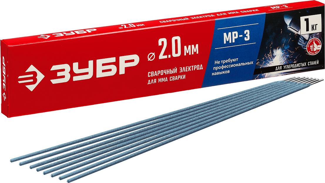 ЗУБР Д 2.0 х 300 мм, 1 кг в коробке, МР-3 рутиловый, электрод сварочный (40011-2.0) фото 1