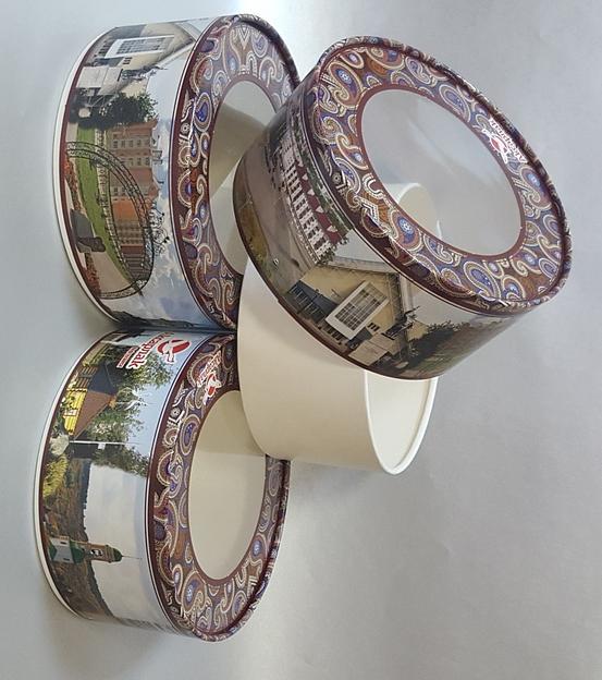 Коробка круглая вальцованная из однослойного пищевого картона для чак-чака и кондитерских изделий ОПТ фото 2