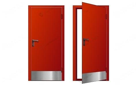 Противопожарная дверь с мет отбойником красная ДМП-1 опт фото 1