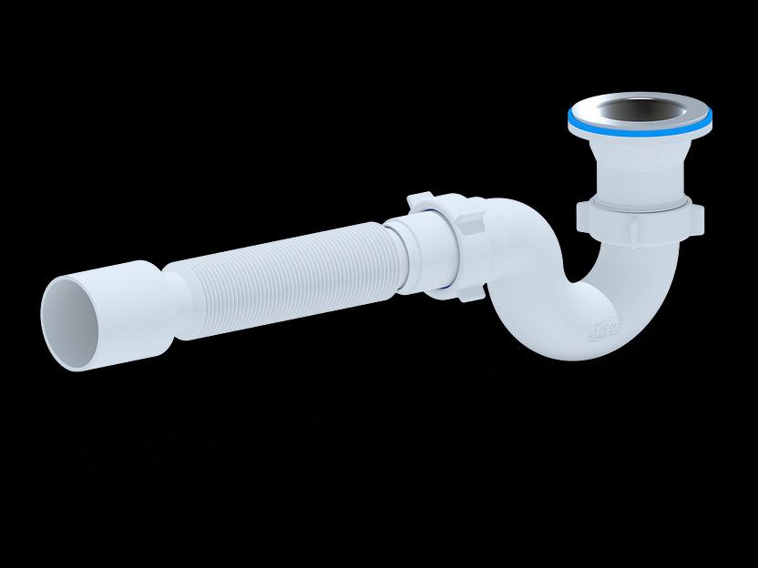 Сифон для душевого поддона АНИ 1 1/2'x40 с выпуском и переливом с гибкой трубой 40х50 фото 1