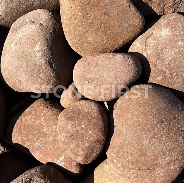 Морская и речная галька STONE FIRST красная плоская, фракция 150-300 мм ОПТ фото 1