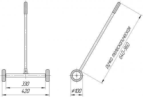 Магнитный телескопический сборщик на колёсах, 330 мм фото 3
