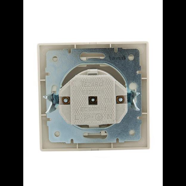Розетка 1-м СП Mira 16А IP20 с заземл. с защ. крышкой со вставкой керамика крем. LEZARD 701-0303-123 фото 4