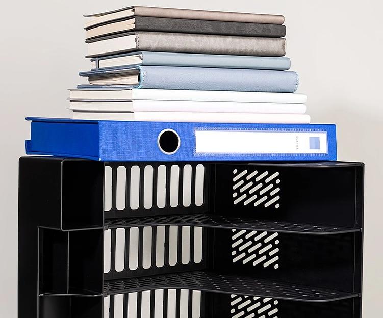 Лоток вертикальный Deli E9849 BLACK E9849 4отд. сборный для бумаг 325x320x275мм черный пластик пластиковый пакет фото 2